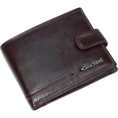 Giultieri Pánska hnedá kožená peňaženka so širokým remienkom