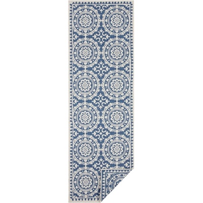 Hanse Home Синьо-кремав килим за открито , 80 x 350 cm Jardin - NORTHRUGS (104130-80x350)