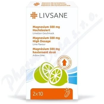 Livsane Magnézium šumivé 500 mg vysoká dávka 2 x 10 ks