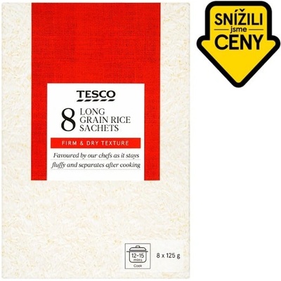 Tesco rýže dlouhozrnná loupaná ve varných sáčcích 8 x 125 g