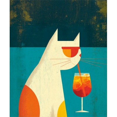 Takoy Softshell zimní PANEL 50x60 kočka pije sladký drink