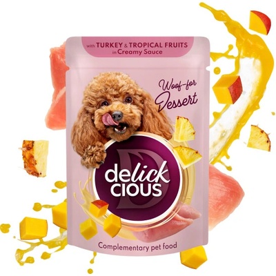 Delickcious Adult Vločky s morčacím a tropickým ovocím v smotanovej omáčke 80 g