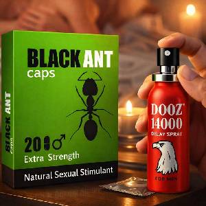  Черна Мравка black ant 20бр капсули за ерекция + dooz 14000 спрей за задържане