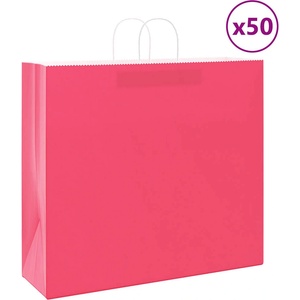 vidaXL Хартиени торбички 50 бр с дръжки розови 54x15x49 см (4101668)