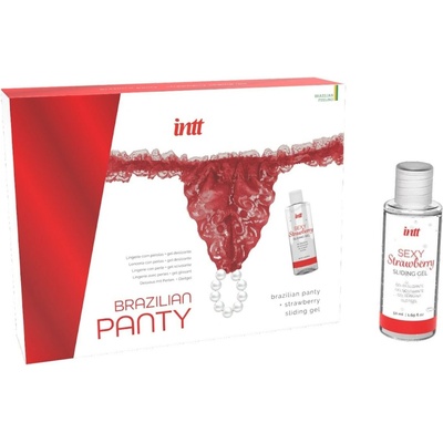 Intt Brazilian Red Panty With Pearls And Lubricating Gel 50 ml