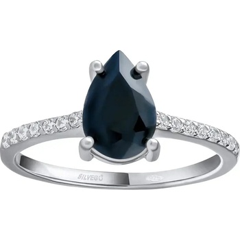 SILVEGO Strieborný prsteň Steffi s pravým safírom a Brilliance Zirconia JJJ1993RSB