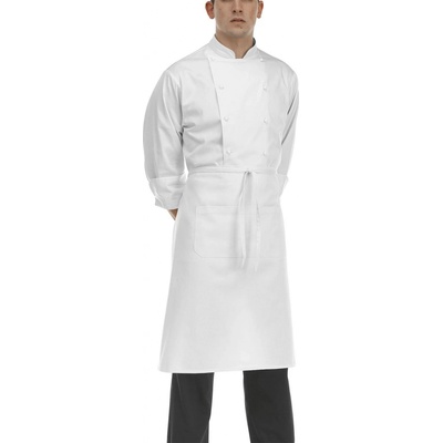 Egochef zástera nízka s vreckom biela Biela