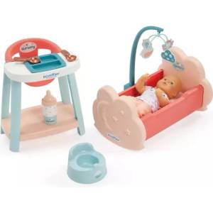 Simba Toys Écoiffier: Комплект за игра с бебе, легълце и столче за хранене (7900001833)