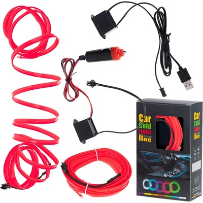 KIK KX4955 LED ambientní osvětlení pro auto/auto USB/12V páska 5m červená – Sleviste.cz