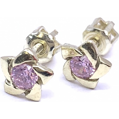 Jan Kos jewellery zlaté náušnice s růžovým kamenem 31507408