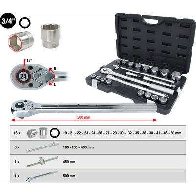KS tools 3/4" Gola sada, 21 dielna 911.0721