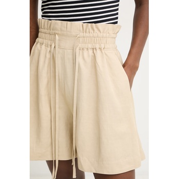 BOSS Orange къс панталон дамски с добавен лен C Tacolina (50561845)