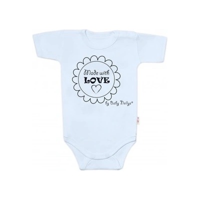Body krátky rukáv Baby Nellys Made with love svetlo modré