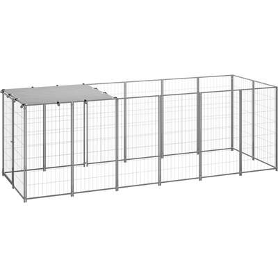 vidaXL Psí kotec stříbrný 330 x 110 x 110 cm ocel