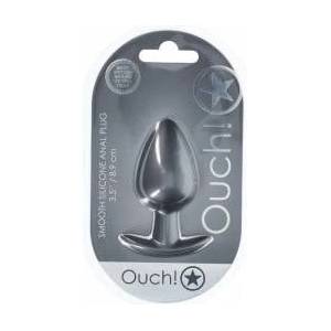 Ouch! Smooth Silicone Plug Large 3.5 (8.9 cm) Gunmetal Finish