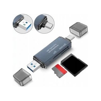 ZENWIRE Card Reader SD Memory Card USB 3.0 USB-C Adapter 4-in-1 SD + MICRO SD TF 5 Gb/s up to 2TB