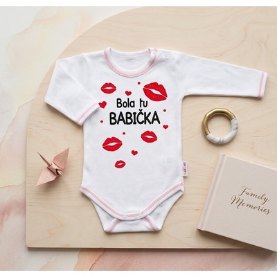 Body dlhý rukáv s vtipným textom Baby Nellys Bola tu BABIČKA