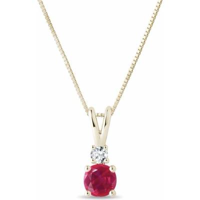 Klenota Zlatý rubínový náhrdelník s diamantom K0459103