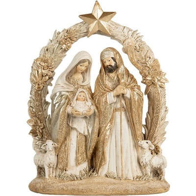 Béžovo-zlatá antik vánoční dekorace betlém - 19*7*24 cm - Clayre & Eef