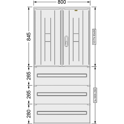 SFOS přístrojová prázdná skříň v pilíři SSTN 80x84 + 3x KKN 250