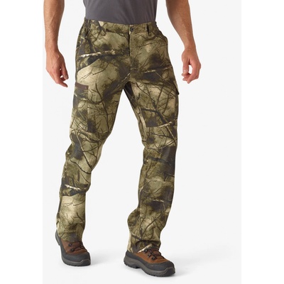 Kalhoty Solognac bavlněné prodyšné nešustivé 100 maskovací Treemetic