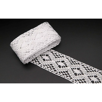 Viskózová paličkovaná čipka - biela - šírka 3,8 cm - vsadka