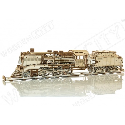 Wooden City 3D puzzle Drevený Express s tendrem a koľajami 580 ks