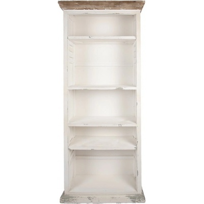 Clayre & Eef biela antik drevená knižnica Christiane - 80x36x195 cm