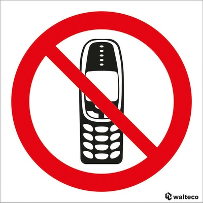 Walteco Zákaz používania mobilných telefónov 90x90mm, samolepka Množstvo: 1 ks , 20114