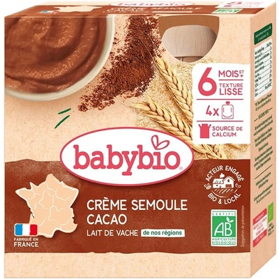 BABYBIO Krupice s kakaem 4 x 85 g