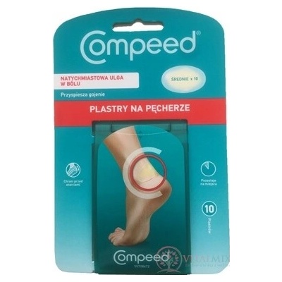 Compeed NÁPLASŤ na pľuzgiere na nohách STREDNÁ hydrokoloidná 10 ks