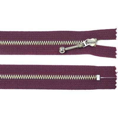 Kovový zip no.3 nerozepínací 16cm vínový fialový (stříbrné zoubky) ozdobný jezdec