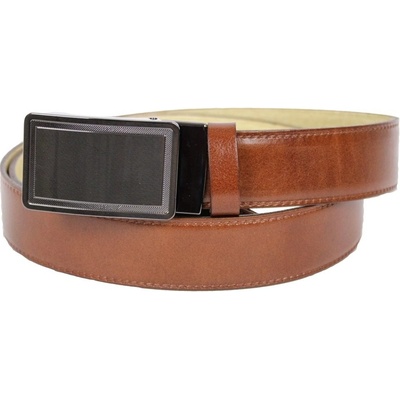 Penny Belts Pánský kožený opasek s plnou sponou automat 235-020-A2 hnědý