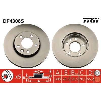 Brzdový kotouč TRW DF4308S