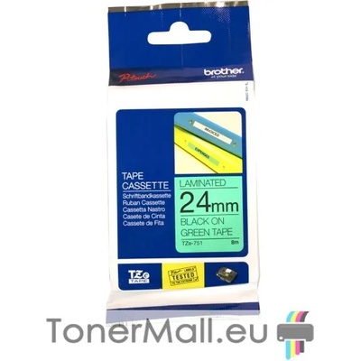 Brother Tape Black on Green Brother TZ-751