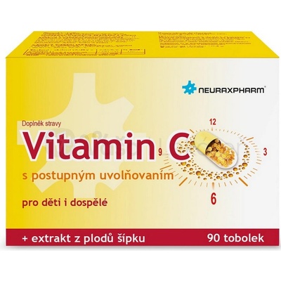 Neuraxpharm Vitamín C s extraktom z plodov šípok s postupným uvoľňovaním 90 kapsúl