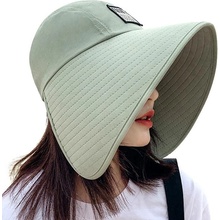 Mango Event Women Summer Hat Big Brim Adjustable Anti-UV Protection Fisherman Hat Foldable Beach Sun Hats Empty Top Hat Ponytail Hat Travel