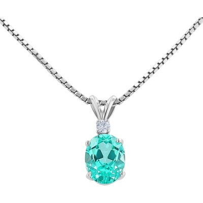 Eppi Zlatý prívesok s oválnym lab grown paraiba turmalínom a diamantom Cipri P47096