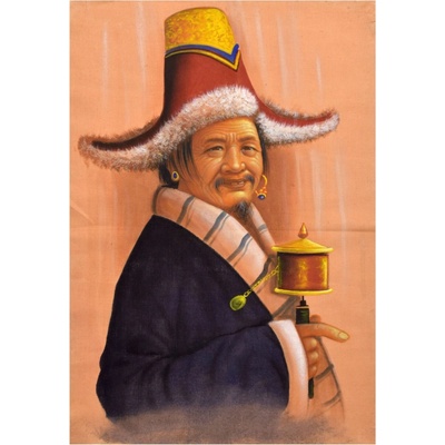 Sanu Babu Ručně malovaný obraz na plátně (bez rámu) Nepál cca 48*72cm (5F)