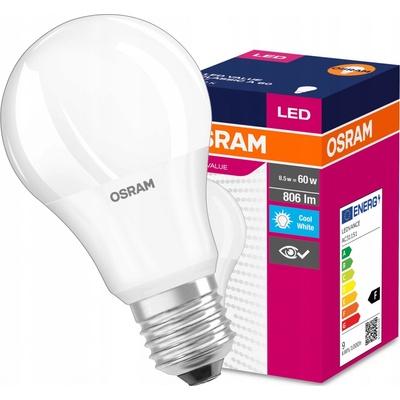 Osram LED VALUE CL A FR 60 9W/840 E27 4000K biela