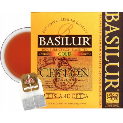 Basilur Zlatý Ceylon Čistý Cejlónsky Čierny Čaj 100 vrecúšok 200 g