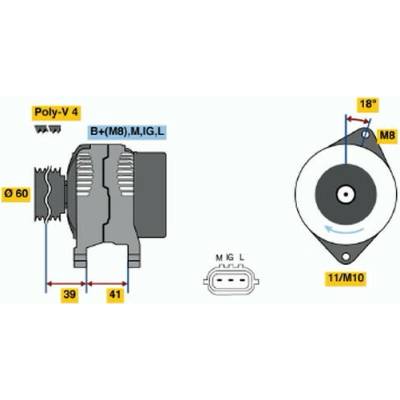 BOSCH Alternátor 12V 70A REPAS.