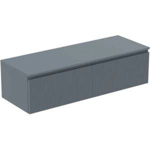 Ideal Standard Finesse - Шкафче за умивалник, 140x51x38 см, 2 чекмеджета, Ribbed Matt ashblue E3432UQ (E3432UQ)