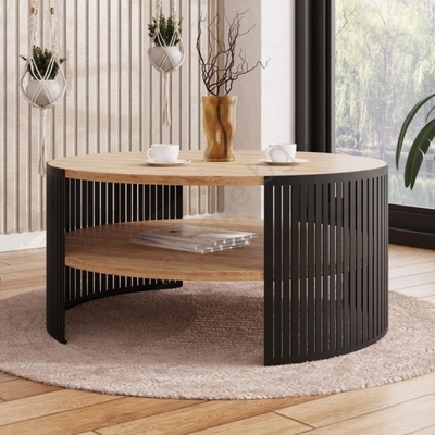 Mirjan24 Масичка за кафе FIKOLI 40x75 см черен/златист дъб (MJ0140)