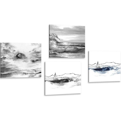 Set obrazů moře v imitaci olejomalby - 4x 60x60