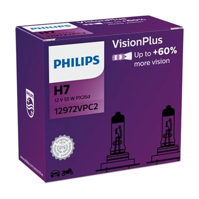 Крушка, фар PHILIPS H7, 12V, 55W, 3200K, 1500lm, 2 бр