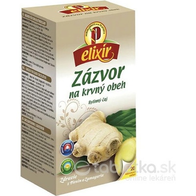 Agrokarpaty Plavnica Elixír Zázvor na krvný obeh čaj 20 x 1,5 g