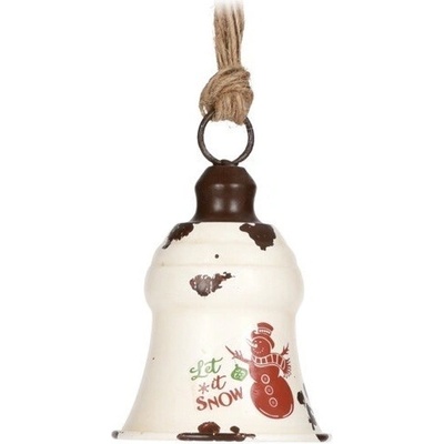 Sezónkovo Vianočný Retro zvonček so snehliakom 13 cm