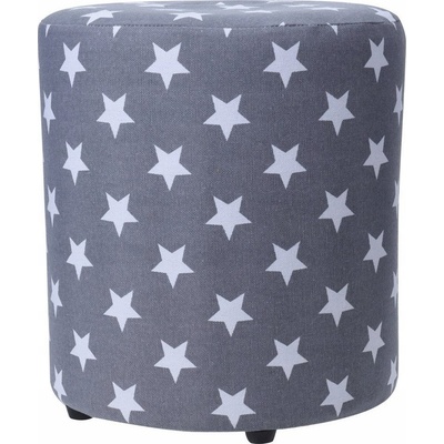 Home Styling Collection STARS Pouf, 30 cm, šedý s hvězdičkami