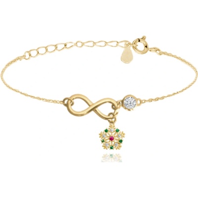 Minet pozlacený stříbrný vločka s barevnými zirkony JMAS8038GB17